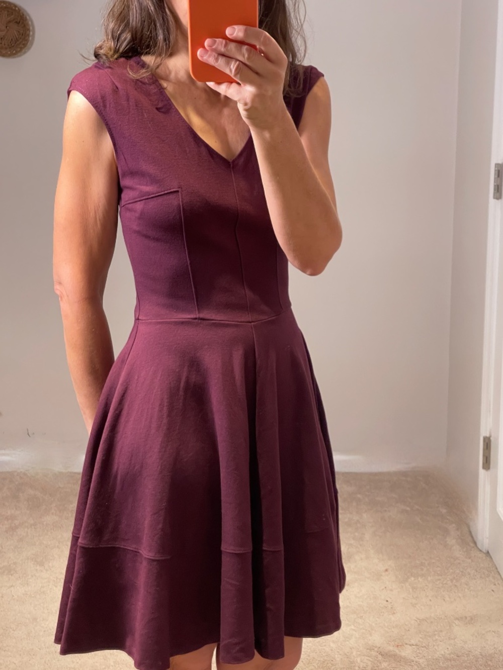Plum knit stretch A line sleeveless formal / cocktail dress women XS